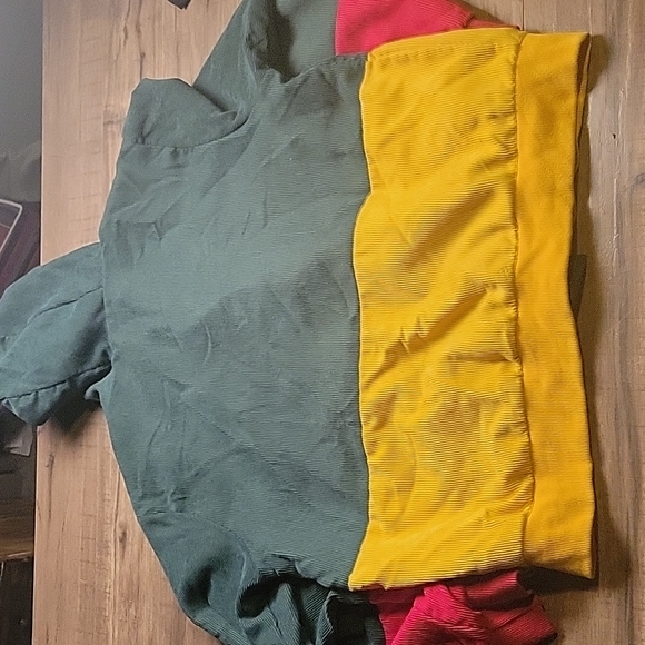 VINTAGE Red Green Yellow Corduroy full zip hoodie - Picture 3 of 6